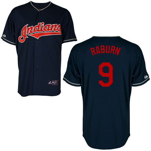 Ryan Raburn #9 Youth Baseball Jersey-Cleveland Indians Authentic Alternate Navy Cool Base MLB Jersey